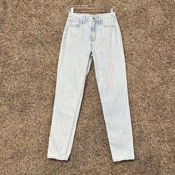 American Eagle Outfitters Denim - American Eagle Light wash striped Mom Jeans Size 2 Long Y2K Retro vintage rigid